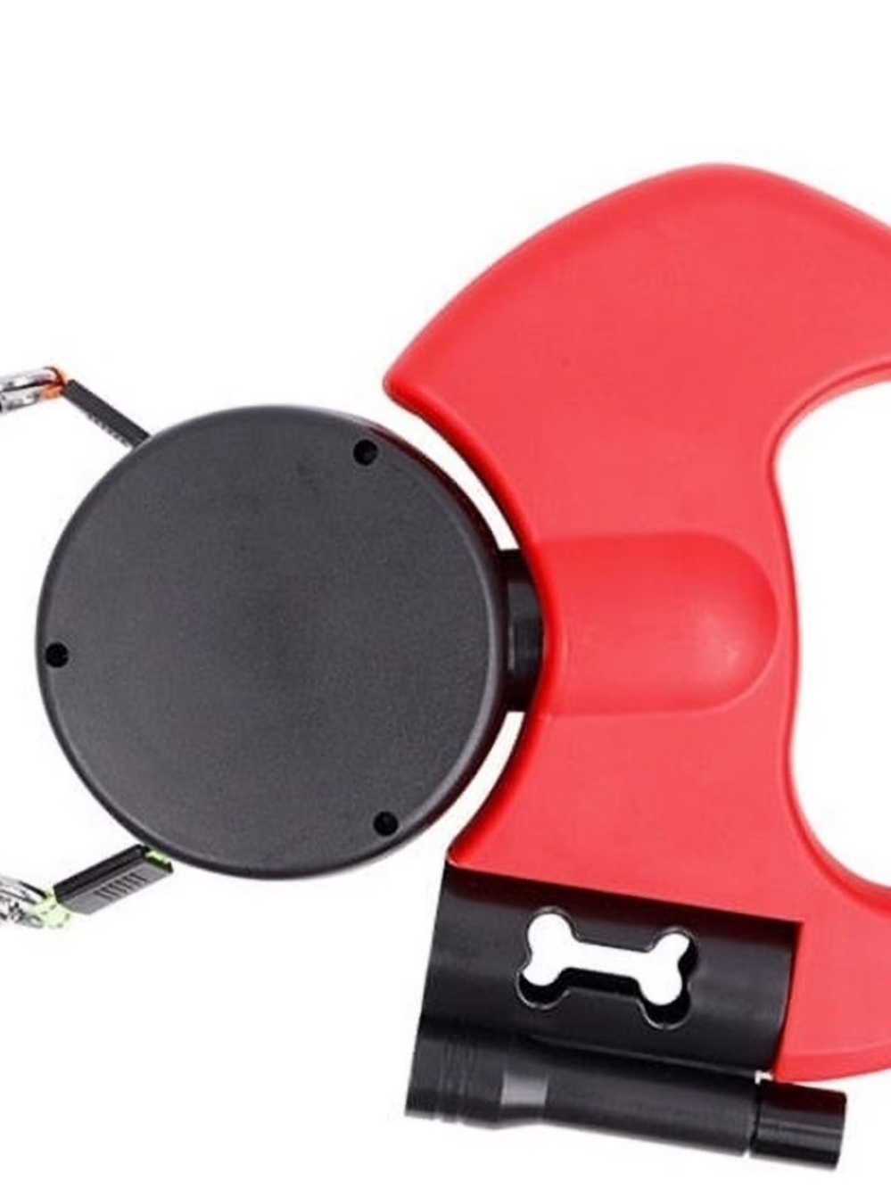 Retractable Dog Leash with Built-in Waste Bag Dispenser - Red and Black